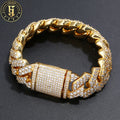 Luxury Rappers Bracelet 20mm Copper 18K Gold Plated Zircon Cuban Bracelet Iced Out Diamond Men Hip Hop Jewelry