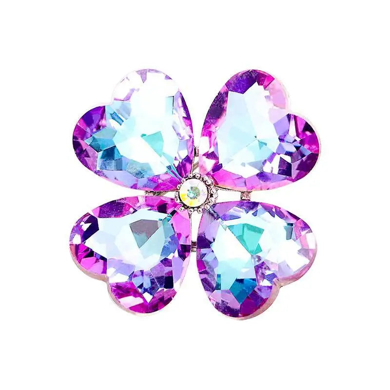 Fashion Clover Flower Brooch Pin Crystal Brooch Clothing Accessories Shoe Clasp Rhinestone Brooch