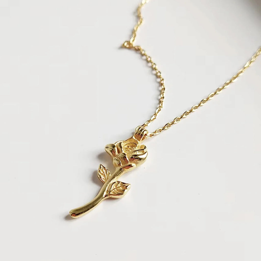 Rose Jewelry Sterling Silver Statement Dainty Flower Gift Necklace