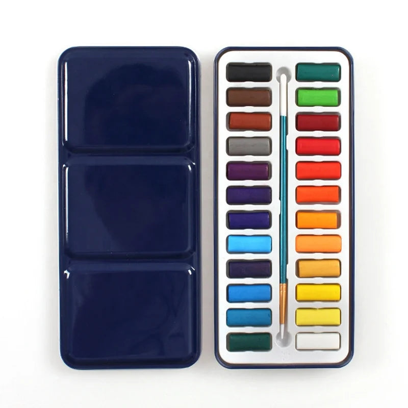 12/24 Colors Hot Sale Japanese Watercolor Cake Watercolor Poster Color Paint Set