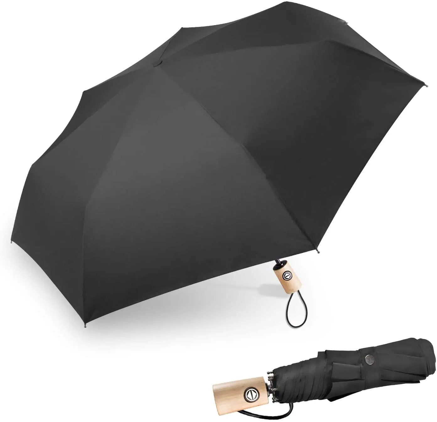 China Supplier Wholesale Automatic Uv Umbrella with Wooden Handle 3 Fold Umbrella Men Wooden Handle 8