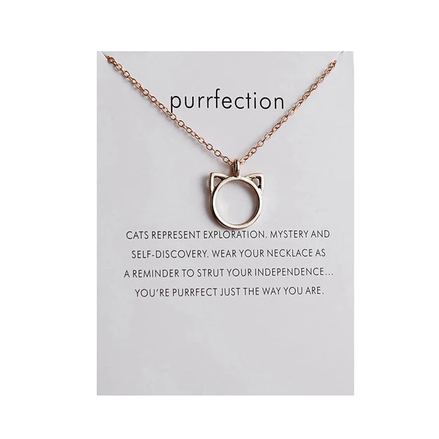 Wholesale Simple Cute Design Gold Silver Plated Women Lady Kitty Cat Pendant Necklace Jewelry With Card