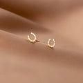 925 Sterling Silver Cubic Zircon Initial Letter U Ear Studs Cute Horseshoe Shape Gold Plated Earrings Fashion Jewelry for Women