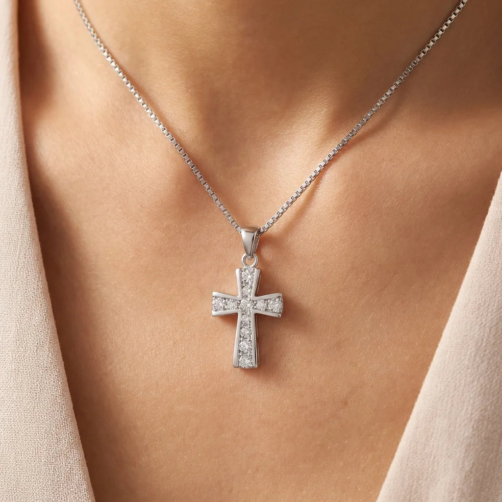 Wholesale Christian Cross God Charm Pendant Rhodium Plated Cubic Zirconia Sterling Silver Fine Jewelry