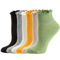 Wholesale Casual Solid Color Frilly Ruffle Socks Women Girl Comfy Cotton Ankle Short Socks