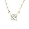 9K Solid Yellow Gold Charm Necklace Women Cubic Zircon Square Princess Cut Trendy Weddings Engagements Parties Gift 6mm