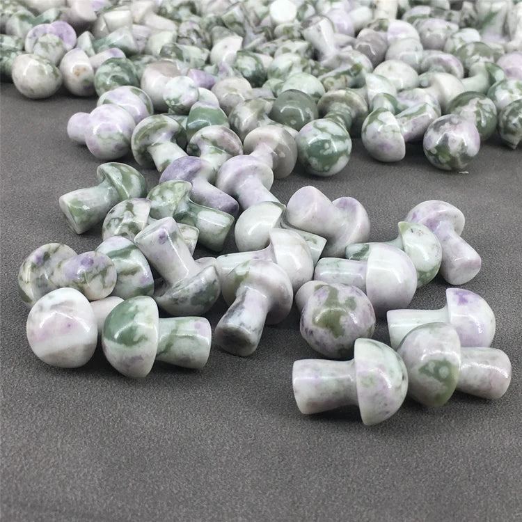 DIY Hot Selling Nature Mushroom Shape Crystal Carved Moss Agate Mushroom for Decoration