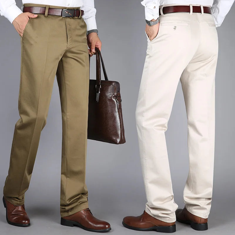 LCBZ Autumn Plus Size Formal Pants Men Classic Straight Casual Pant Basic Cotton Custom Office Trousers for Men
