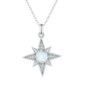 Factory 925 Sterling Silver Colorful Opal Starburst Pendant Necklace Awn Star Neck Chain for Women Birthday Jewelry BSN300