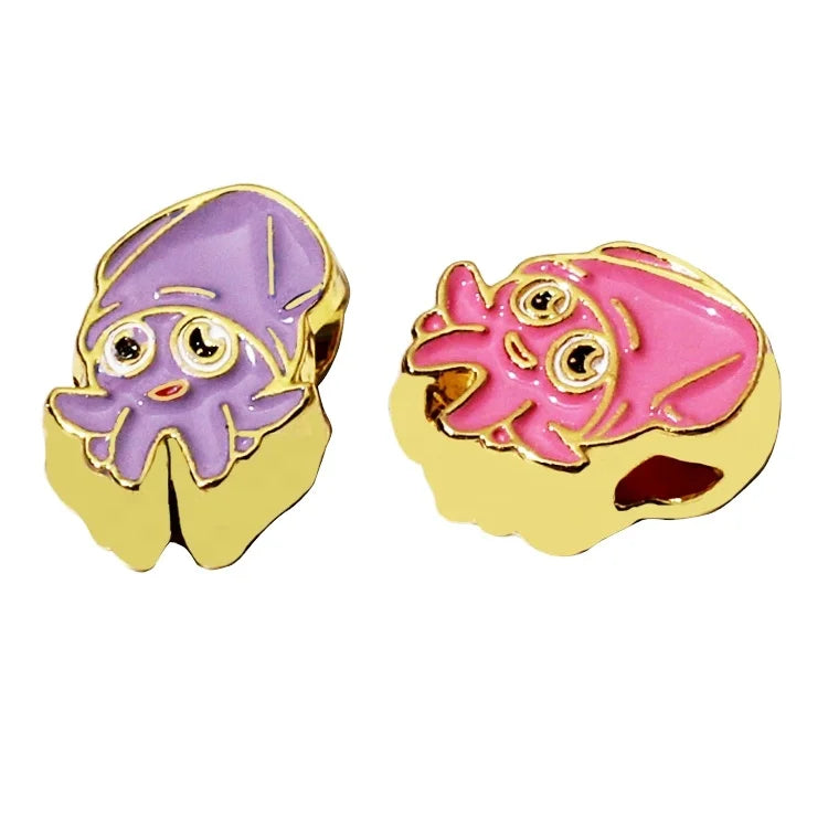 Custom Cute logo Beads Design Zinc Alloy Bracelet Pendant Fitting Enamel Spacer Beads for Necklace Making