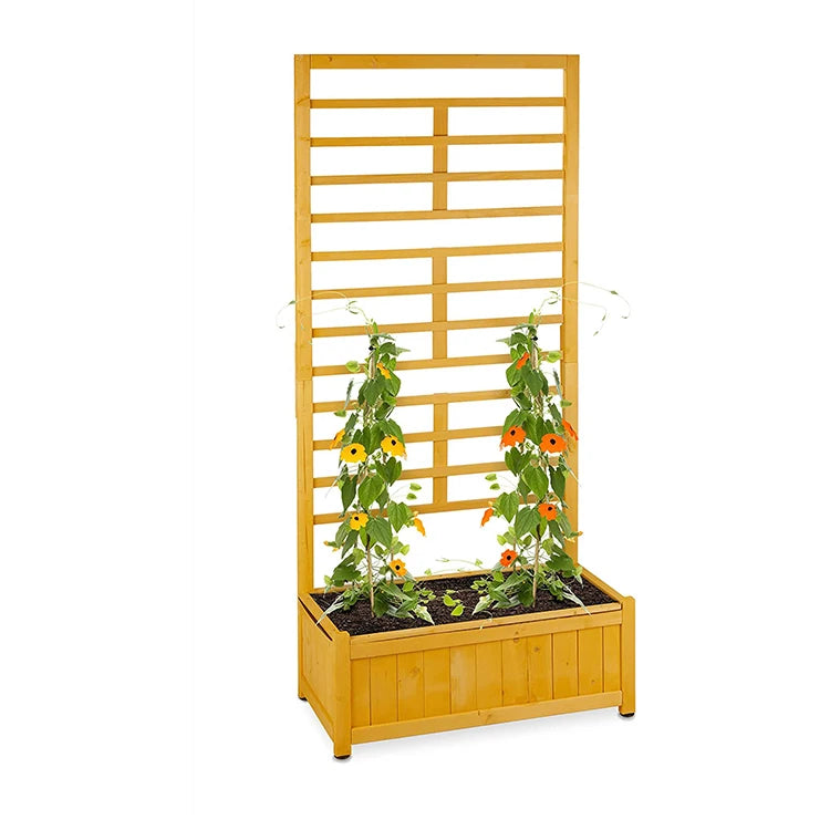 Garden Pots Planters Outdoor Home Large Wood Planter Box Lattice Trellis for Climbing Plants Classic Modern Customizable Size
