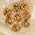 High End 18k Gold Plated Stainless Steel Hollow Clip-on Hoop Earrings for Women Waterproof Tarnish Free Jewelry Pendientes