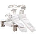 Custom Logo Luxury Cloth Hanger White Wood Clip Hanger Non Slip Boutique Wooden Clothes Hanger for Clothing Shop