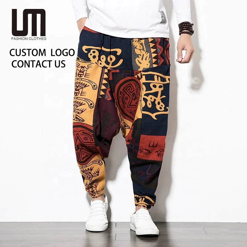 Customized Wholesale New Arrivals Spring Trending Men Casual Linen Cotton Trousers Lantern Pants Breathable (OEM/ODM)
