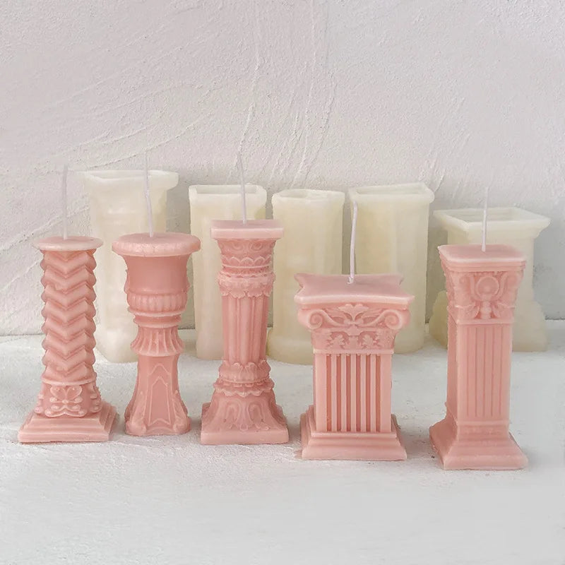 Rome Pillar Incense Candle Silicone Mold DIY Creative Aromatic Stone Ornaments Stone Glue Mold
