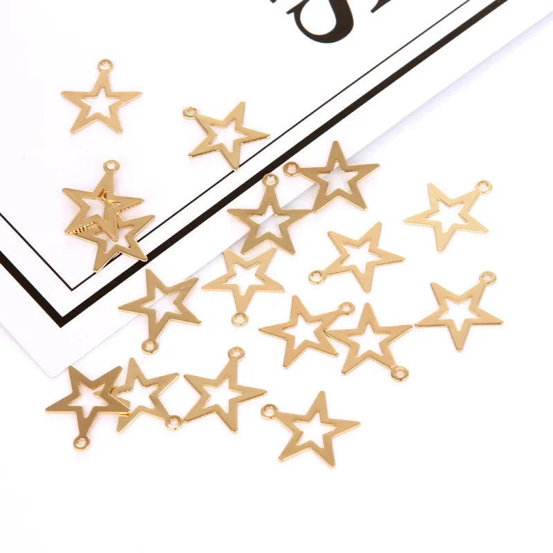 Wholesale Fashion Brass DIY Jewelry Accessories Star Plate Charmsimitation Gold Plating.15 Mm*13 mm