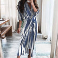 Autumn Design New Women Button Dress With Belt Printed Long Sleeve Shirt Dress