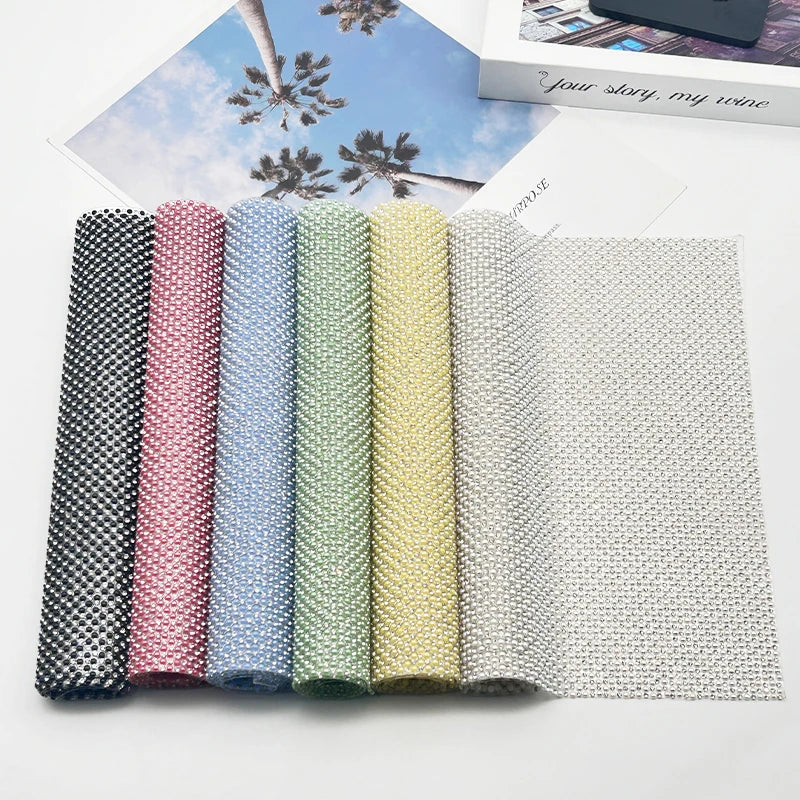 Wholesale 24*40cm White Ceramic Pearl Trim Self-Adhesive 24*40cm Rhinestones Sheet