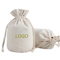 Custom Logo Printed Gift White Canvas Cotton Round Bottom Drawstring Dust Bag for Packing Organic Cotton Storage Bags