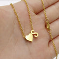 Dainty Stainless Steel English Letter heart beads and A-Z Initial Letter Charm Necklace Couple Initial Necklace