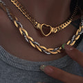 Dazan New 18k Gold Plated Tarnish Free Stainless Steel New Design Gradient Three Layer Braided  Blade Necklace Handmade Jewelry