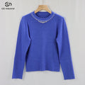 Custom Button Drill Tassel Design O Neck Long Sleeve Rib Knit Top for Women Latest Design Autumn Sweater Knitwear Manufacturing