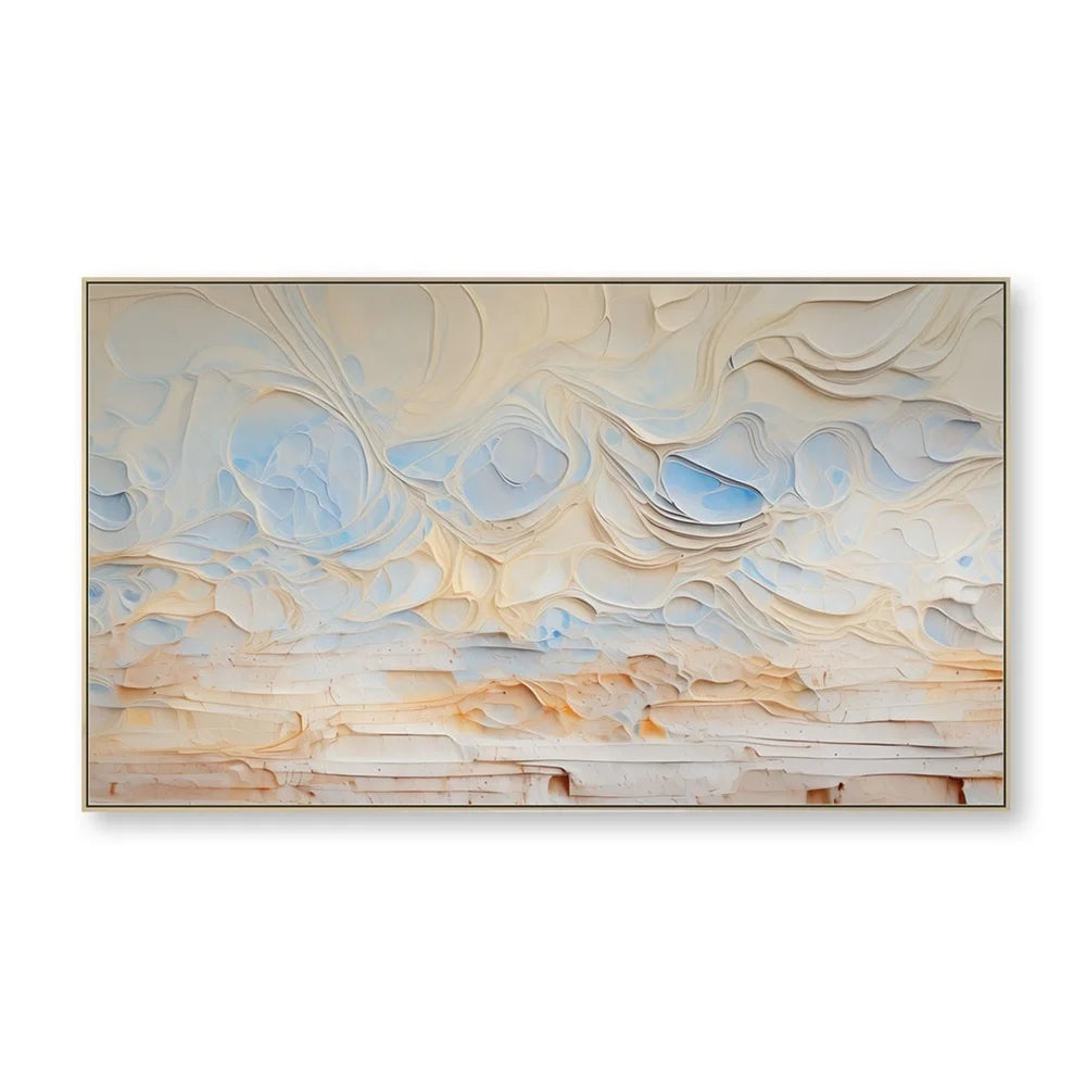3D Minimalist Ocean Painting on Canvas Earth Tone Waves Art Texture Wall Art Living Room Painting Fashion Room Decor