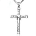 Fashion Stainless Steel Cross Pendant for Man Zircon Inlay Rhinestone Cross Necklace