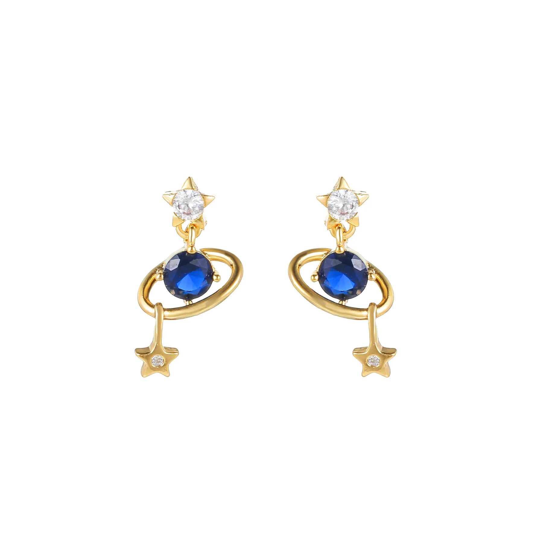 Popular Design S925 Silver 18K Gold Rose Gold Long Tassel Drop Earrings with Star Moon for Daily Wear