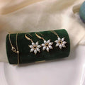 Handmade 18K Gold Plated Rice-Shape Freshwater Pearl Necklace Earrings Set for Parties Gifts or Engagements