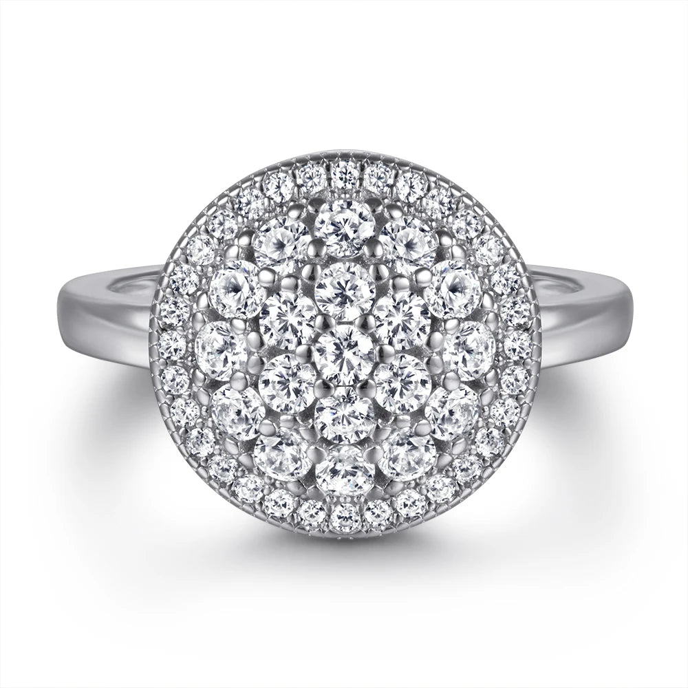 Luxury Jewelry Manufacturer 925 Sterling Silver Round Brilliant Cut Rhodium Plated Resistant Tarnish Zircon Ring Wholesale
