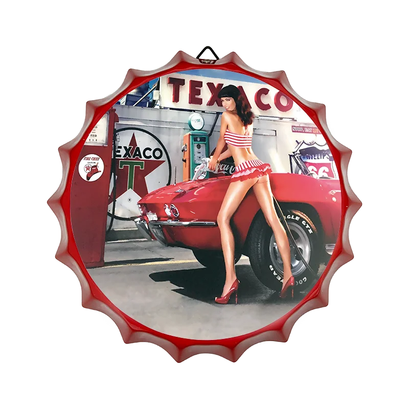 OEM Metal Decorative Crafts Barber Shop Tin Plate 35 Cm Bottle Top Cap Wall Sign Retro Wholesale Vintage Tin Signs