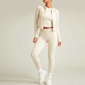 Women Yoga Set Workout Sportswear Gym Fitness Sets Long Sleeve Sports Suits Activewear With Zipper
