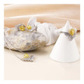 Fast Delivery Water Drop Shaped Yellow Zircon Ring Earrings Necklace Three-piece S925 Sterling Silver Jewelry Set for Women