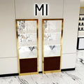Decorative Wall Mounted Square Floating Shelves Fashion Design Layout Perfume Display Rack Golden Metal Frame Display Shelf