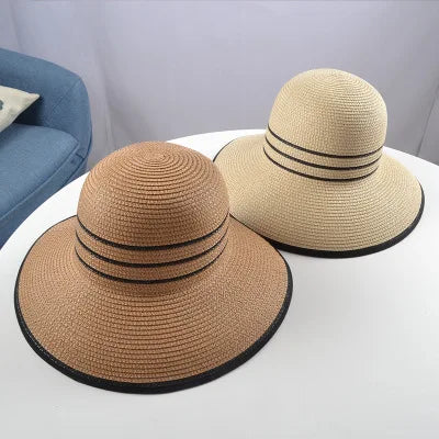 Women Wide Brim Straw Panama Roll up Hat Beach Sun Straw Hat