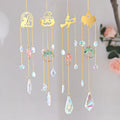 Natural Gemstone Tree of Life Moon Crystals Suncatcher Stained Glass Window Hanging Rainbow Maker for Home