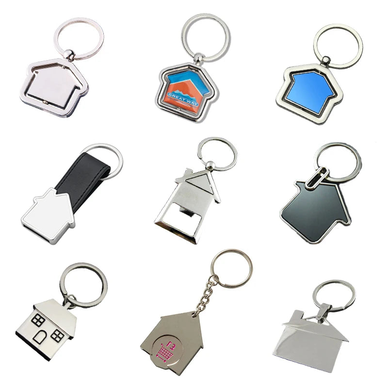 Fashion Custom Metal Key Chains Home Design House Keyring Brand Triangle House Keychain