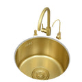 Golden Round Basin Bar Single Bowl Mini Round Kitchen Sink Nano Stainless Steel Brushed Undermount No Faucet 32 36 40 CM