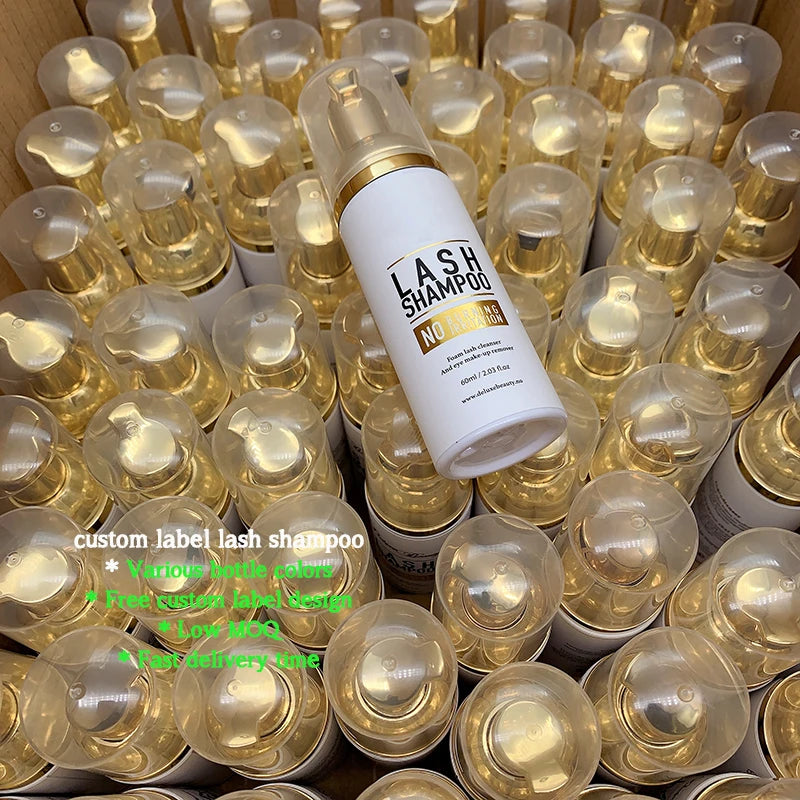 Lash Shampoo Private Label Mouse Eye Lash Cleanser Bottles with Box Bag Kits Brush with Fan Lavender MegaBDM
