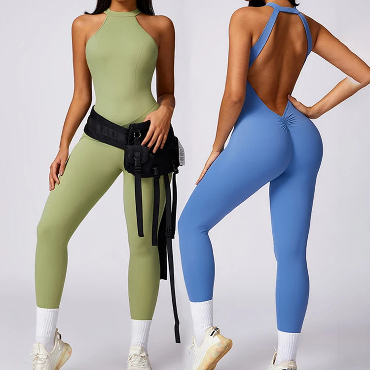 Fashion New Workout Fitness One Piece Jumpsuit Custom logo Gym Backless Jumpsuit for Women