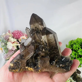 Natural high quality healing raw mica smoky phantom quartz crystal stone crystal cluster mineral specimen for gifts decoration