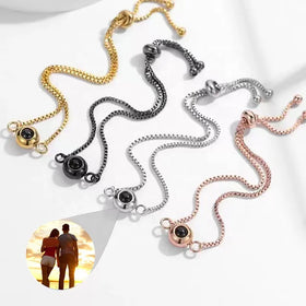 OEM Custom Photo Projection Couple Bracelet Titanium Steel Men and Women Anniversary Valentine's Day Birthday Gift