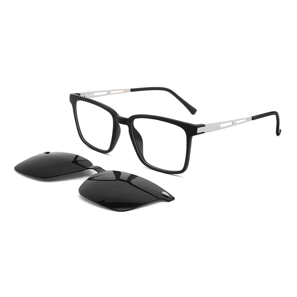 High End Classical Fashionable square Shade Sunglasses Men Women Tr90 Frames with Metal Legs Polarized Clip on Sunglasses