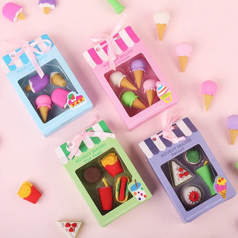 Novelty Colorful Kawaii Advertisement Student School Office Stationery Cartoon Erasers for Children