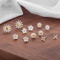 925 Sterling Silver Fashion Beautiful Sweet Mini Flower Cherry Earring Daisy Sunflower Earring for Women