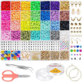 7200pcs 28 Color Flat Round Bead Polymer Clay Bead Black Stone Clay Bead Bracelet Making Set Craft Set for Women's Jewelry