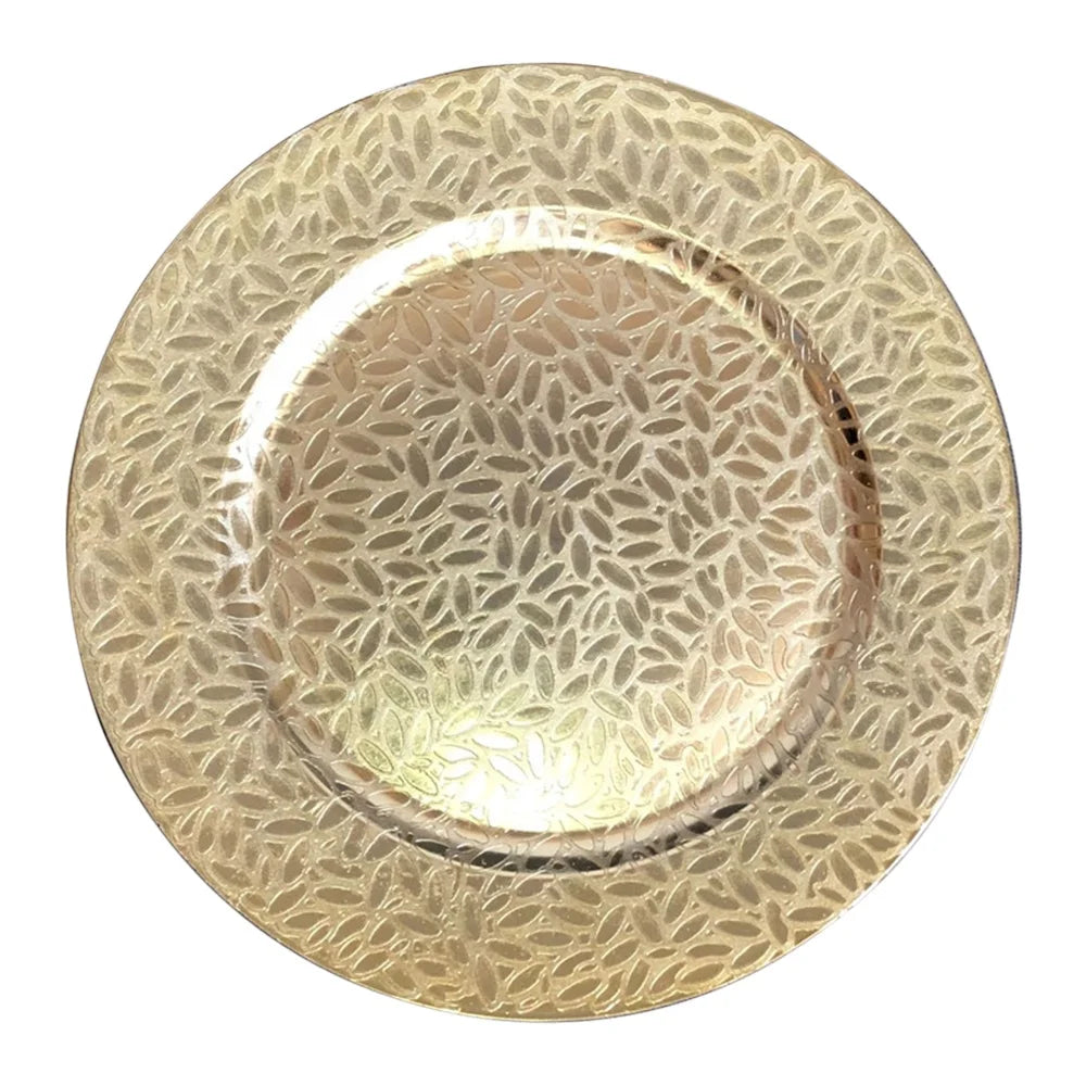 13 Inch Luxury Elegant Custom Rose Gold Reef Wedding Decor Plastic Charger Plates for Event