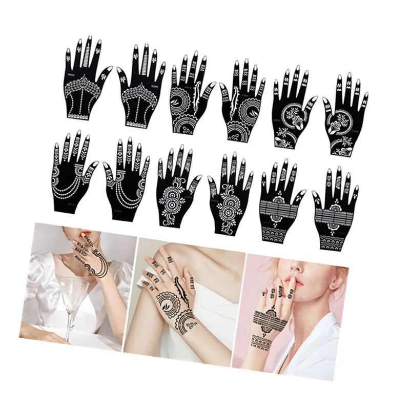 20 Different Patterns Juice Tattoo Sticker Beauty Art Tattoo Stencil for Wedding Party DIY Henna Stencils Sticker Tattoo