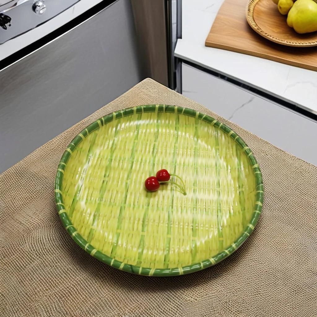 Wholesale Bamboo Color Restaurant Picnic Dinner Plate Set Melamine Reusable Round Design Plates Dish